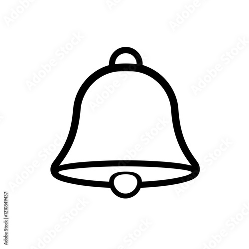 Professional black outline bell notification icon with clean lines for digital interface systems
