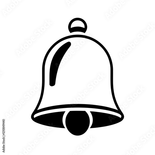 Simple cartoonish bell icon for notification and alert systems in digital interfaces
