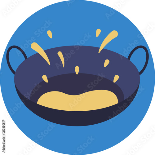 A wok is a round-bottomed pan commonly used in Hindu cuisine for stir-frying and sautéing ingredients over high heat.