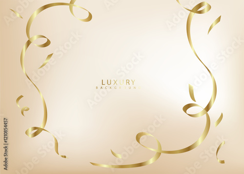 Elegant background with golden ribbon elements