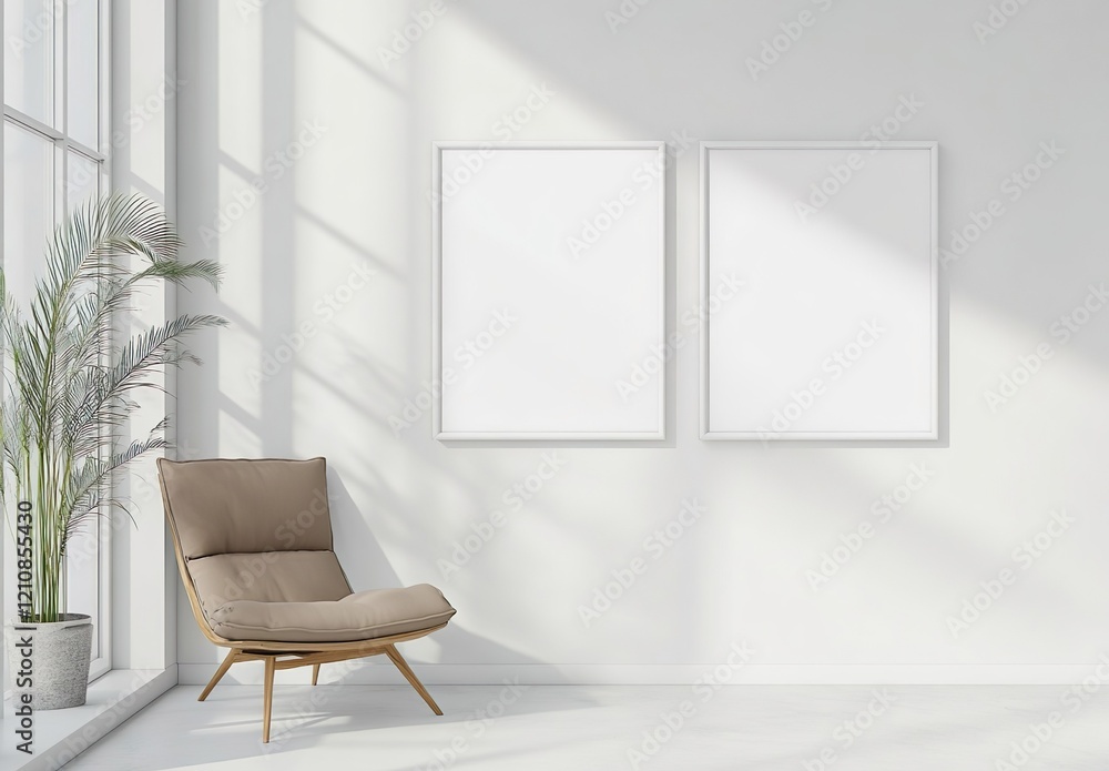 Photo picture frames on wall vector white mockups Photo picture frames on wall vector white mockups