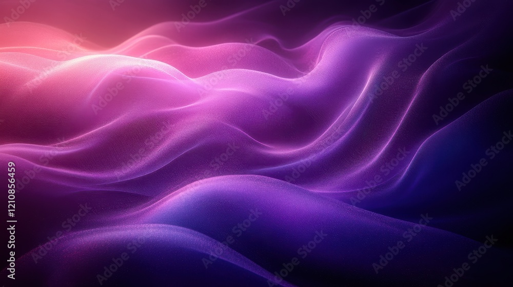 Fototapeta premium Abstract waves of purple and pink light create a serene, flowing composition.