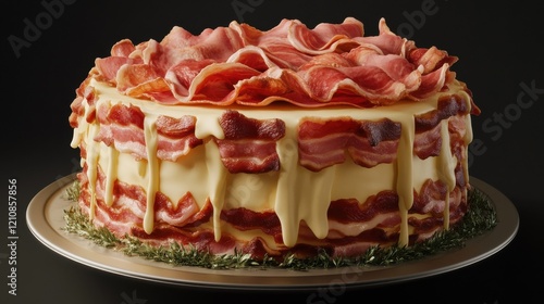 cake with ham, bacon and cheese photo