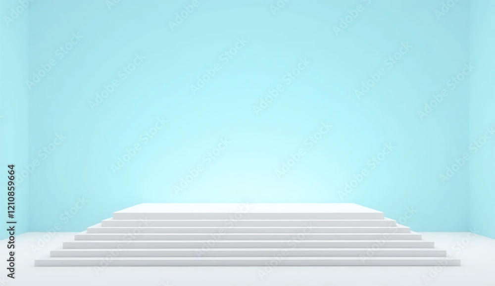 Fototapeta premium A minimalist royal platform with expansive, elegant steps leading to an open and inviting space. The design symbolizes grandeurs and freedom1