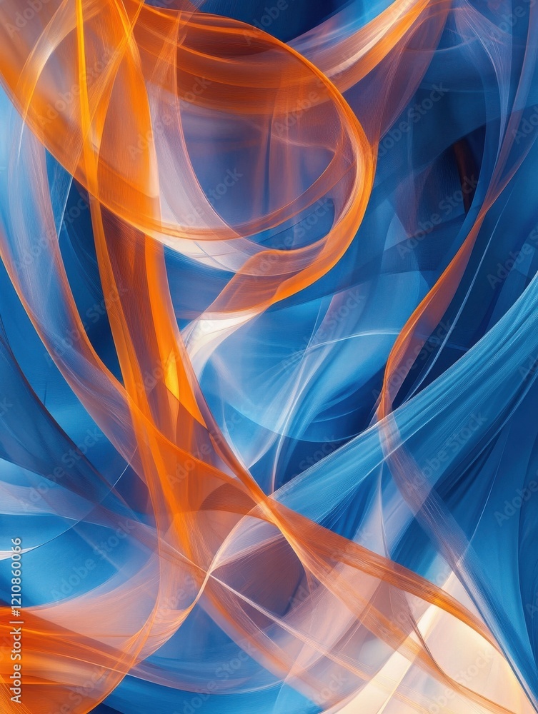 Fototapeta premium Social business model and communication abstract background with blue and orange scheme.