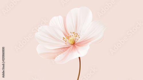 Pink flower on a pastel pink background, soft and delicate with a minimalist aesthetic. photo