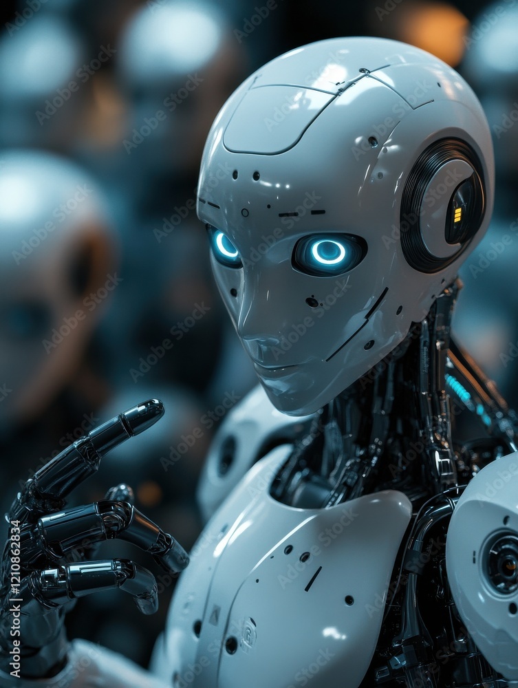 AI recruiting technology concept. Leveraging artificial intelligence in the talent acquisition process. A robot selecting candidates for hiring. HR technology ecosystem strategies for human resource AI recruiting technology concept. Leveraging artificial intelligence in the talent acquisition process. A robot selecting candidates for hiring. HR technology ecosystem strategies for human resource