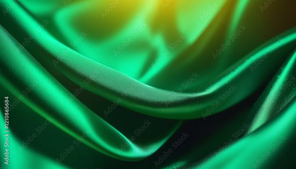 Obraz premium Green draped satin as a background. 