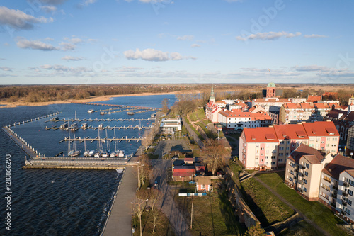 Kamień Pomorski, Poland, Aerial View of Town and Marina photo