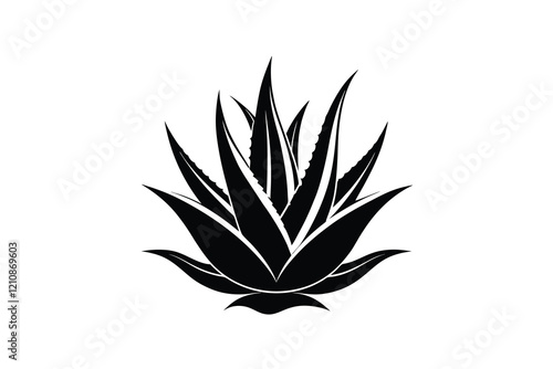 aloe vera silhouette, aloe vera icon, silhouette illustration vector  