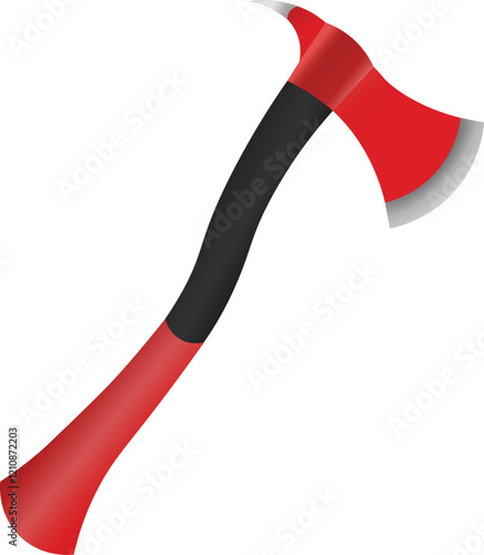 Red fire axe on white background vector illustration