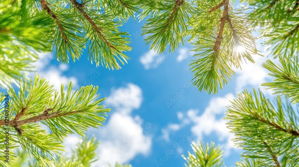 Sunny sky viewed through pine branches Sunny sky viewed through pine branches