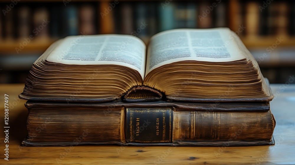 Antique Books Open on Wooden Surface Showing Aged Pages Antique Books Open on Wooden Surface Showing Aged Pages