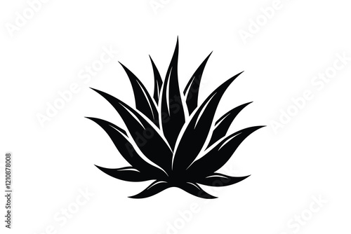 aloe vera silhouette, aloe vera icon, silhouette illustration vector  