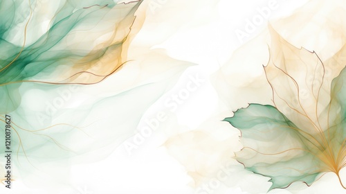 Wallpaper Mural watercolor painting of maple leaf with gold lines Torontodigital.ca