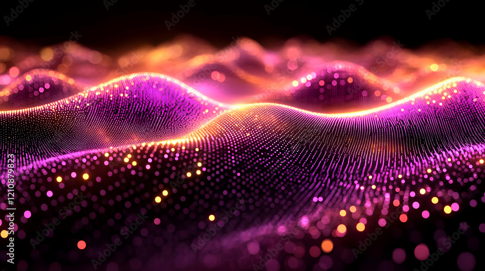 Abstract Glowing Particle Waves: Dynamic Pink and Orange Energy Flow Abstract Glowing Particle Waves: Dynamic Pink and Orange Energy Flow