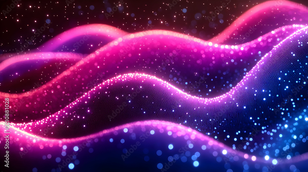 Abstract Glowing Waves of Pink Purple and Blue Particles Abstract Glowing Waves of Pink Purple and Blue Particles