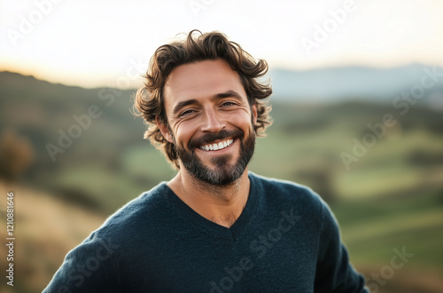 handsome man smiling outdoors