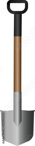 A shovel with a black handle, wooden staff, vector illustration EPS10