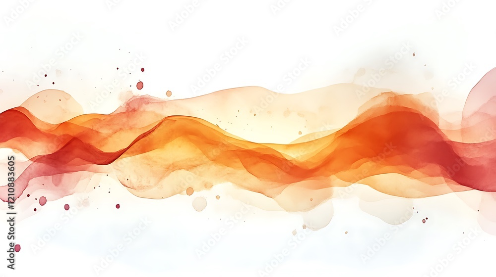 Obraz premium Abstract Watercolor Wave Orange Red Hues