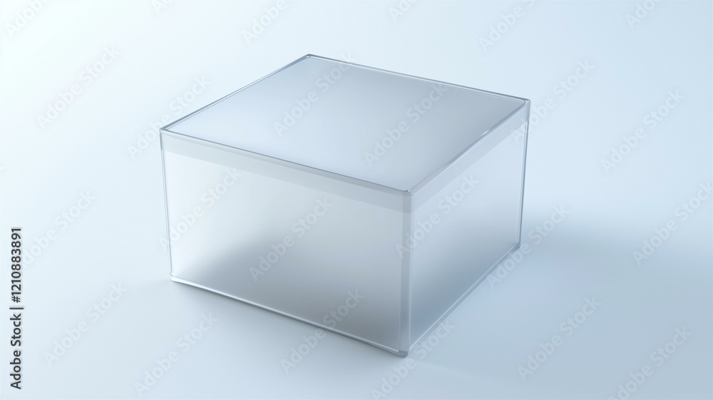 A photorealistic image of a transparent plastic box with a frosted surface on a white background
A photorealistic image of a transparent plastic box with a frosted surface on a white background