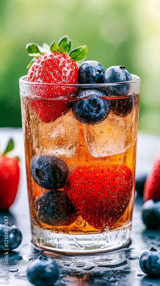 Enjoy a cool and refreshing Sparkling Berry Beverage made with delicious Strawberries and Blueberries Enjoy a cool and refreshing Sparkling Berry Beverage made with delicious Strawberries and Blueberries