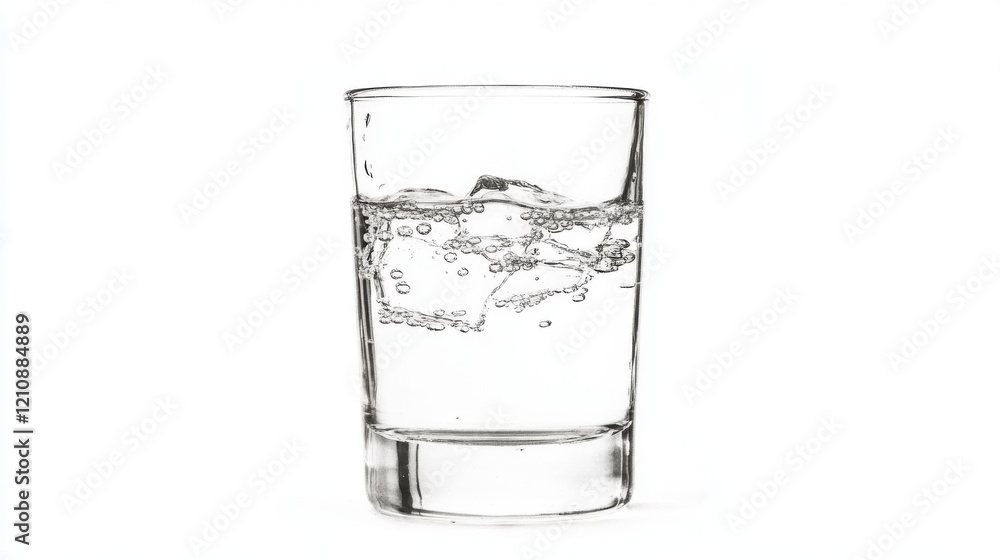 Glass of water with ice cubes and bubbles. Glass of water with ice cubes and bubbles.