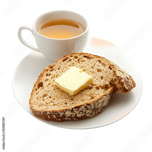 Buttered Bread Slice with Tea Breakfast cup food meal diet  