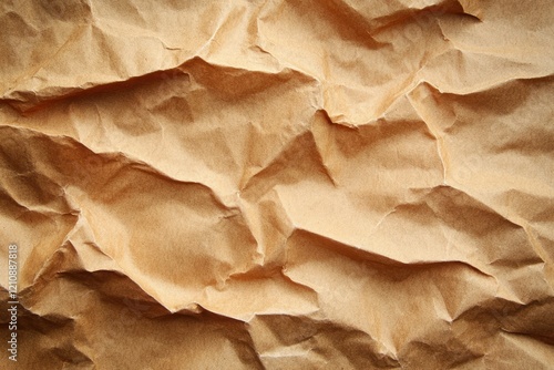 Wallpaper Mural Crumpled Brown Paper Texture Close-Up with Intricate Wrinkles and Shadows Torontodigital.ca