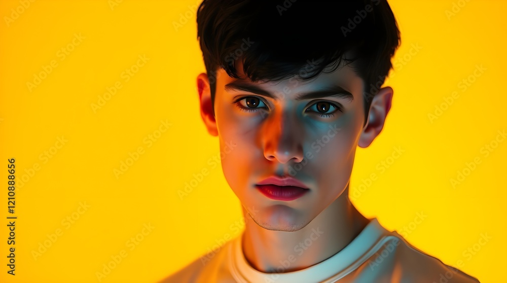 Fototapeta premium Young man concerned about his skin care