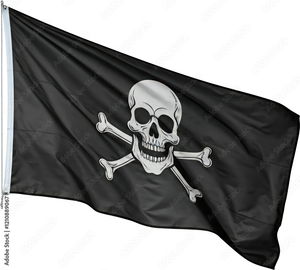 Obraz premium pirate flag with skull and crossbones, transparent png