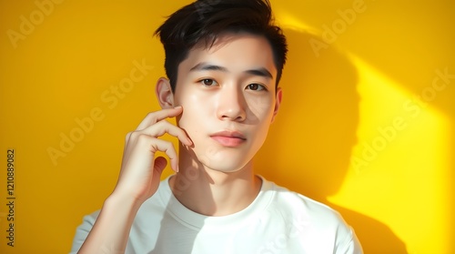 Wallpaper Mural Young man concerned about his skin care Torontodigital.ca