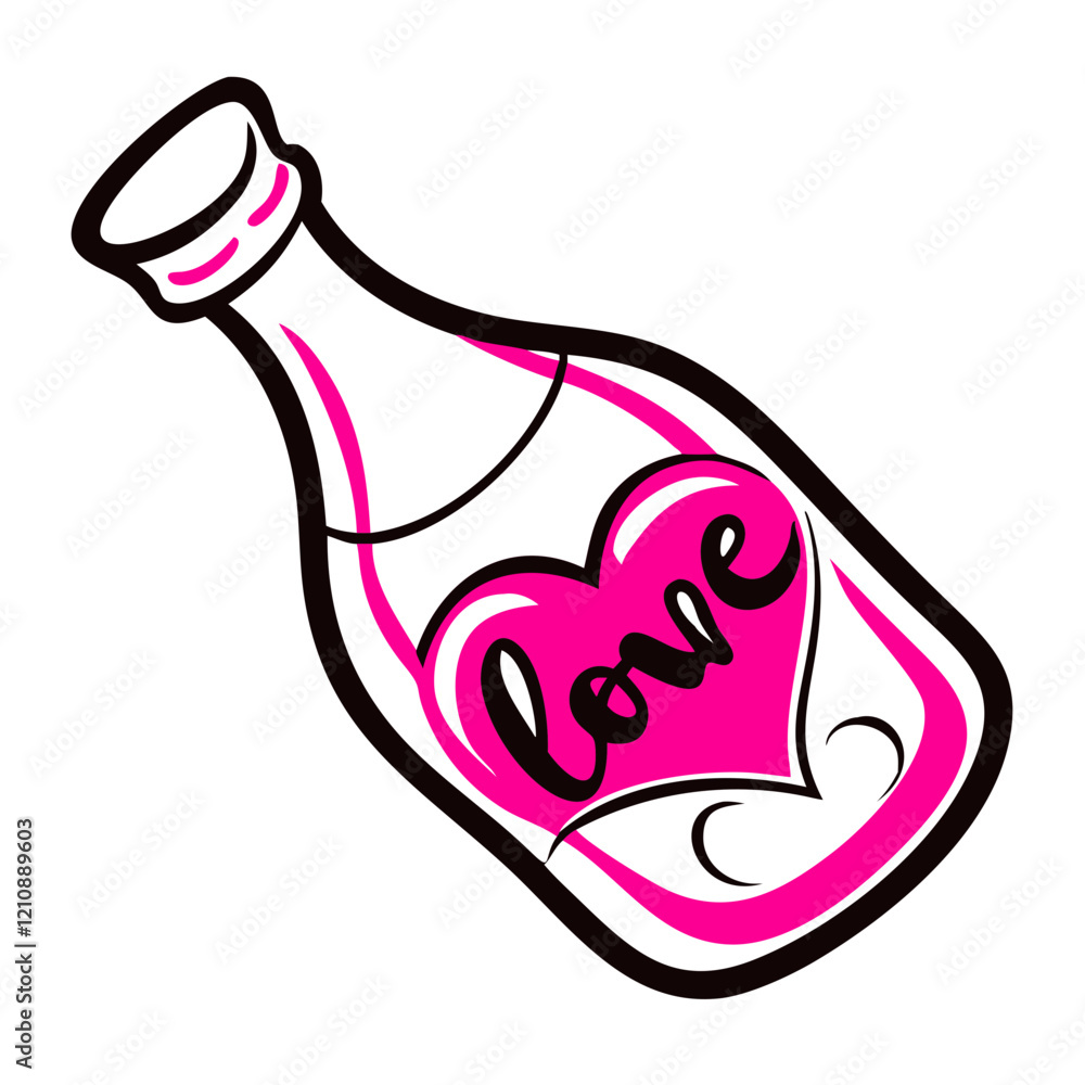 Obraz premium Love potion bottle with heart design icon
