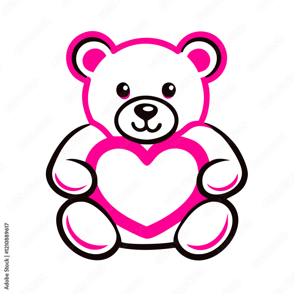 Obraz premium Cute teddy bear holding a heart icon