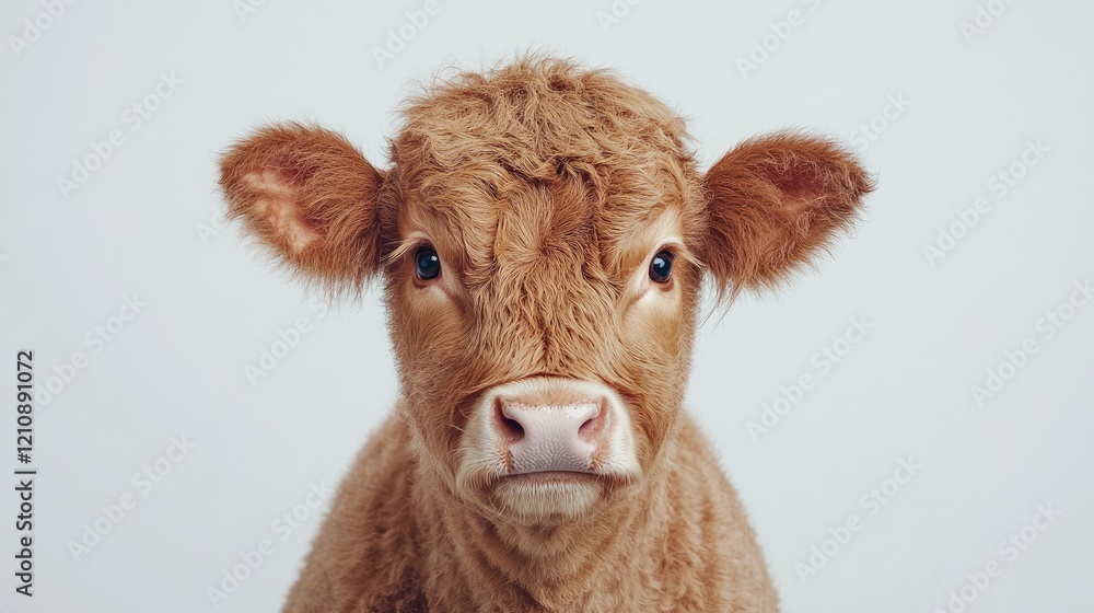 Highland calf portrait, studio shot, white background, farm animal (1) Highland calf portrait, studio shot, white background, farm animal (1)