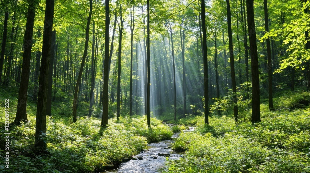 Fototapeta premium Sunlit Forest Creek