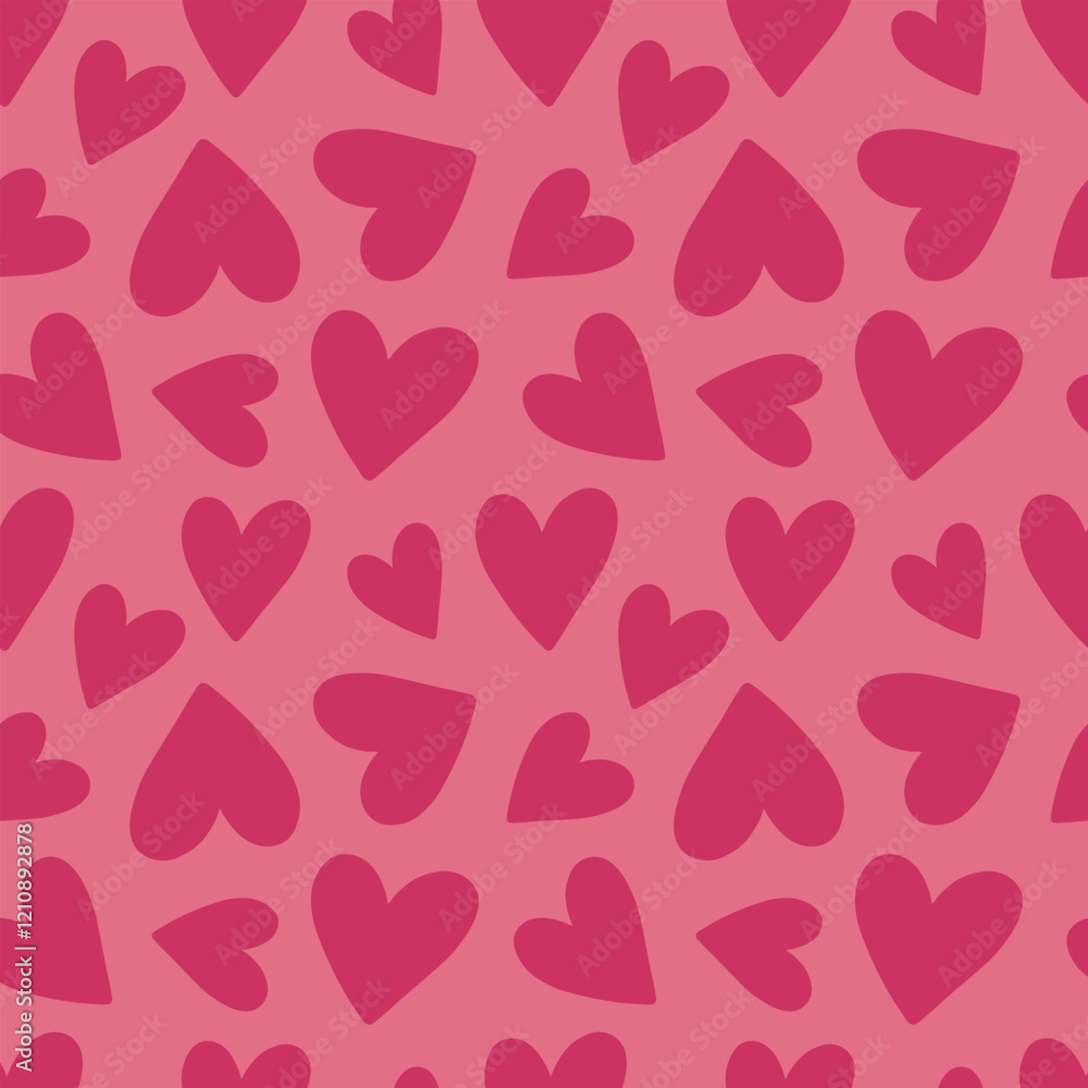 Seamless romantic pattern with cute hand drawn hearts. Scandinavian design style, illustration for textile, manufacturing. Design for Valentine's Day, vector illustration Seamless romantic pattern with cute hand drawn hearts. Scandinavian design style, illustration for textile, manufacturing. Design for Valentine's Day, vector illustration