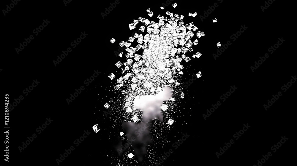 Obraz premium A scattering of diamonds falls against a black background. Diamond Falls. Illustration