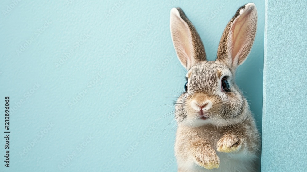 Obraz premium Creative easter greeting card with cute rabbit and copy space design