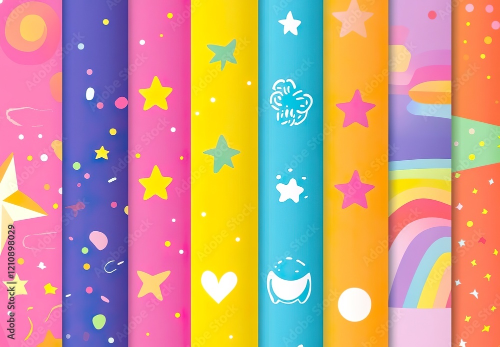 Rainbow vector geometric seamless patterns collection Rainbow vector geometric seamless patterns collection