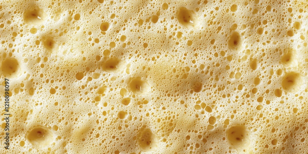 A close-up of the texture of a sponge soaked with water.