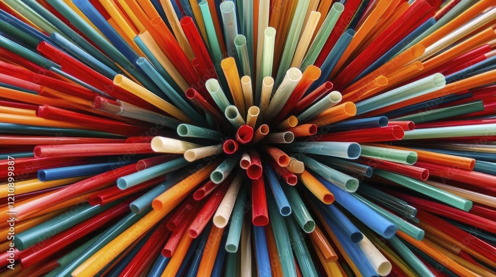 A vibrant display of colorful drinking straws bundled together.