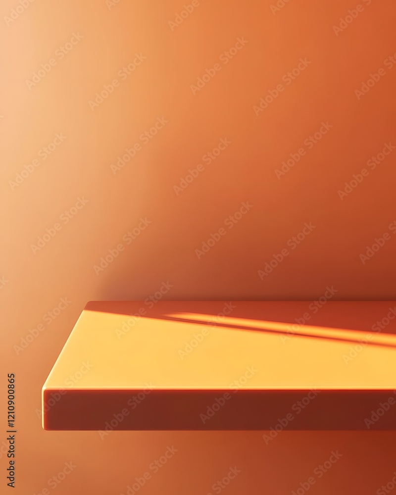 Orange Shelf and Wall with Sunlight Shadow Orange Shelf and Wall with Sunlight Shadow