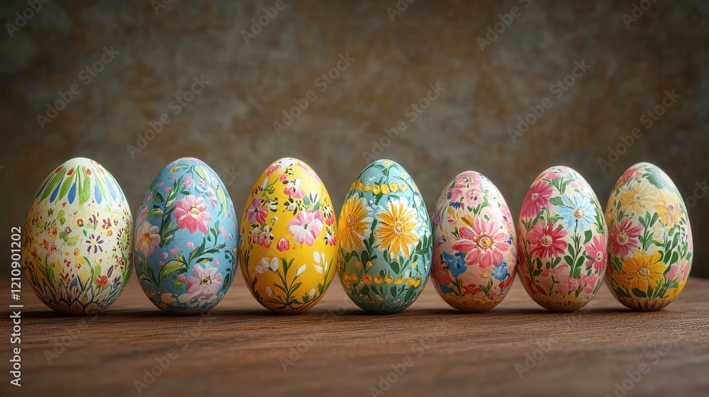 Traditionally painted hungarian easter eggs on rustic wooden surface Traditionally painted hungarian easter eggs on rustic wooden surface