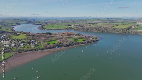 Wallpaper Mural Dittisham and Greenway Quay and Ferry  from a drone, River Dart, Devon, England Torontodigital.ca