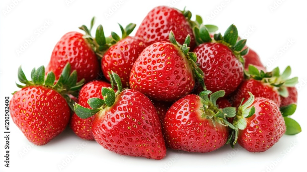 A mound of ripe strawberries with luscious red flesh, Their sweet aroma wafting through the air, Set against an isolated white background to capture their irresistible juiciness A mound of ripe strawberries with luscious red flesh, Their sweet aroma wafting through the air, Set against an isolated white background to capture their irresistible juiciness