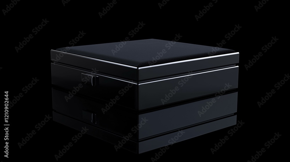 A photorealistic image of a sleek black jewelry box with velvet lining and a hinged opening
A photorealistic image of a sleek black jewelry box with velvet lining and a hinged opening