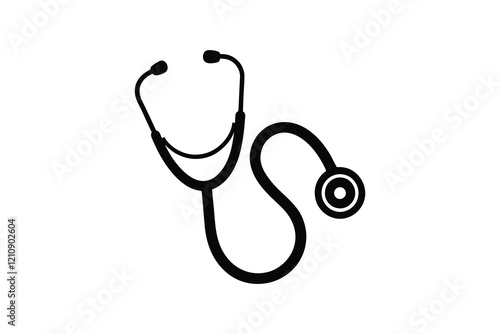 stethoscope silhouette , vector illustration , Medical stethoscope icon design, Stethoscope black silhouette vector illustration tool 
