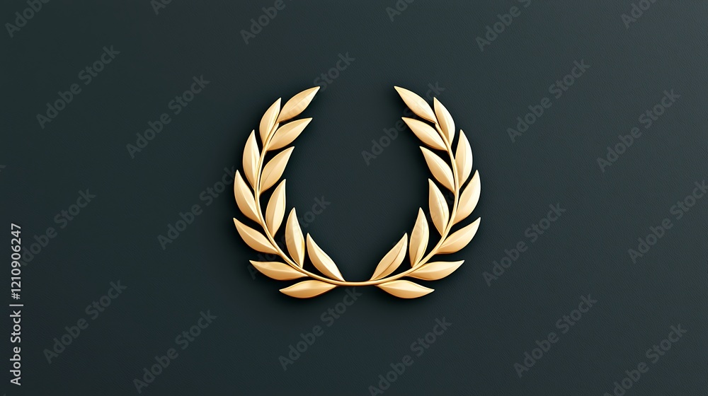 Golden Laurel Wreath on Dark Background Golden Laurel Wreath on Dark Background