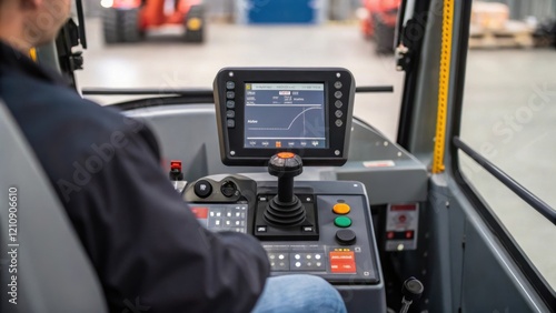 A snapshot of the machines cab where an operator skillfully maneuvers levers and controls focused on a digital display that provides realtime data on depth and stability. photo